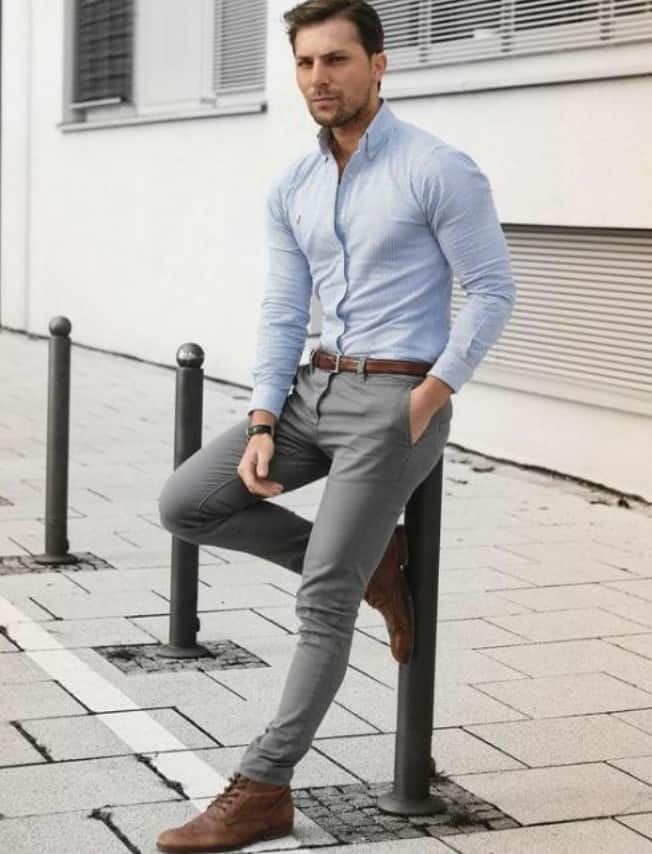 Dark Grey Shirt and Matching Pants Combinations Ideas for Men