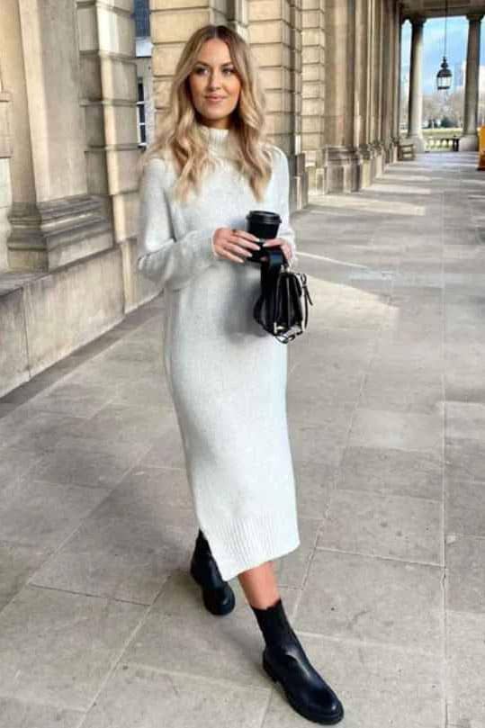 Sweater Dress & Chelsea Ankle Boots