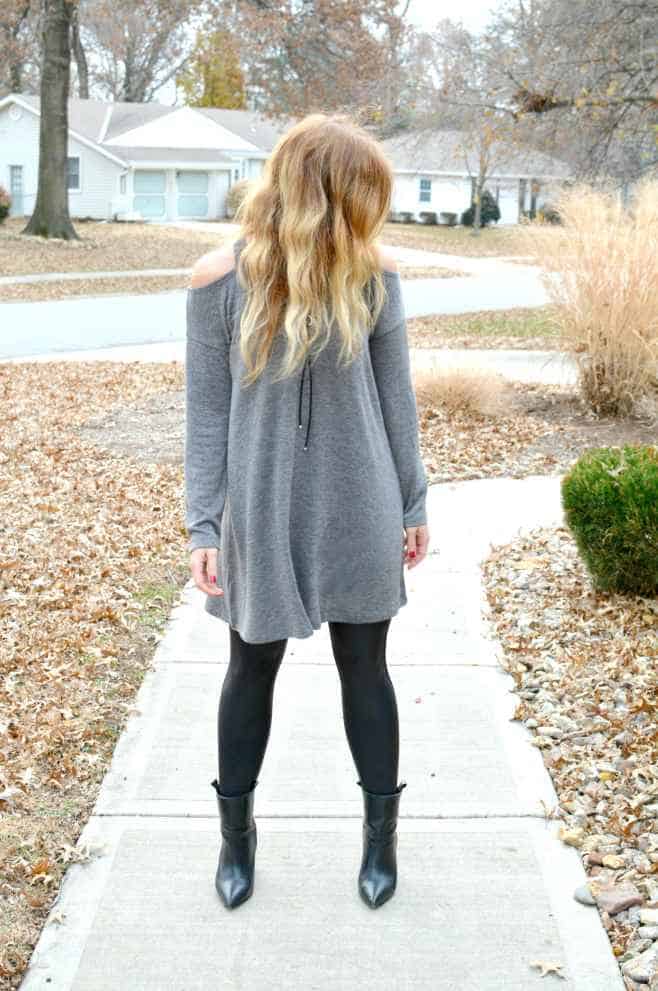 Sweater Dress with Leggings & Ankle Boots