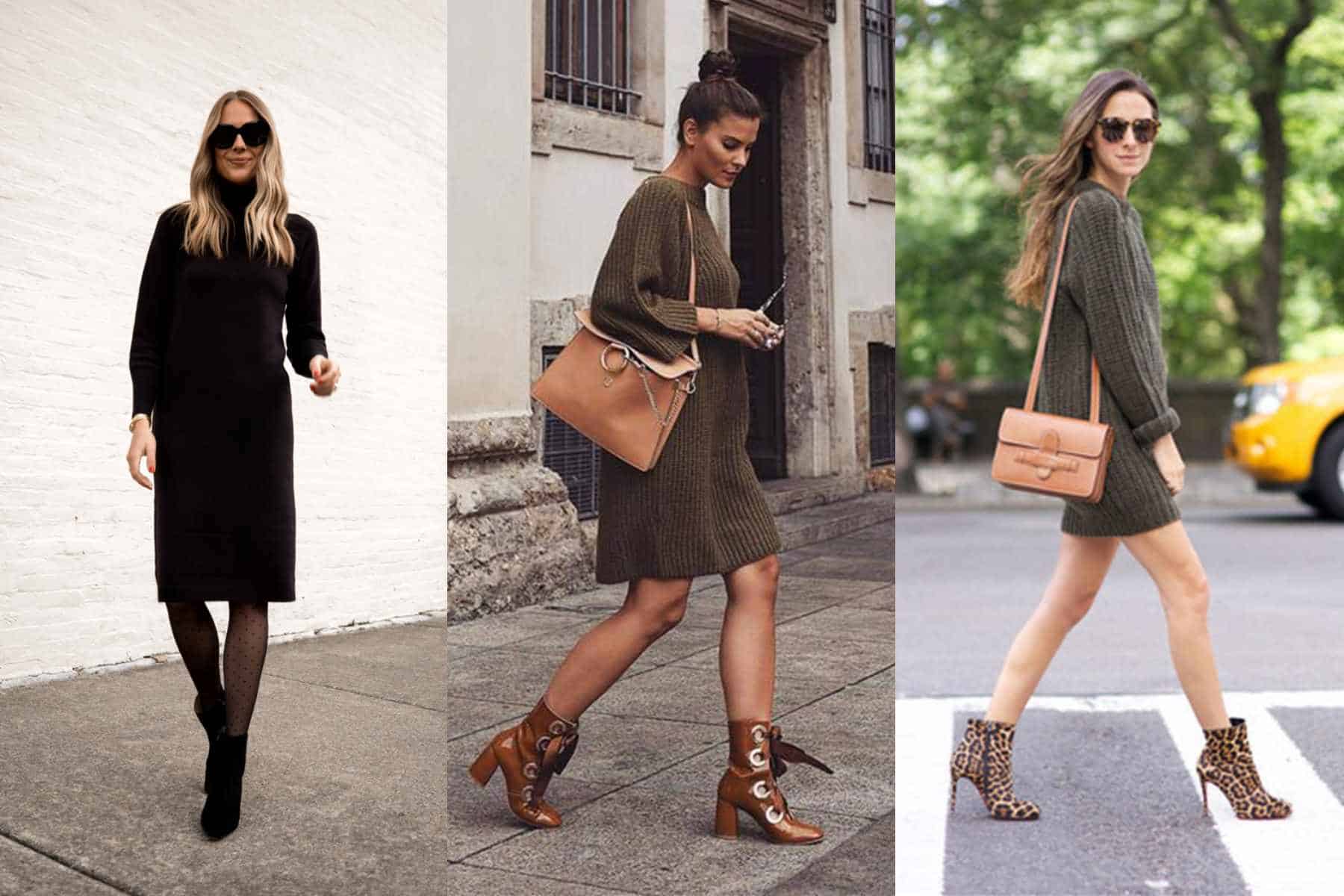 Wearing Sweater Dress with Ankle Boots